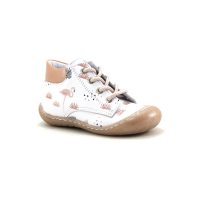 Bellamy ECRI Flamand Blanc rose - Feuilles - Chaussure montante fille