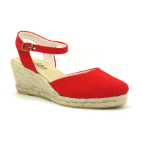 Ludiher 1020 Rojo - Espadrille compensee rouge - Bout ferme