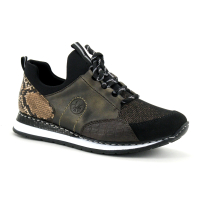 Rieker N3083-25 Noir Bronze Nougat - Python arriere - Sneakers Femme