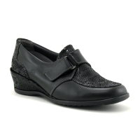 Suave ALPES 5016 Black Multi - Chaussure basse noire - Velcro - Talon compense