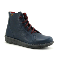 Jungla 7564 bleu denim - Elastique bordeaux - Boots Femme cuir bleu
