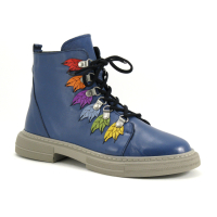 Karyoka TESS Ocean - Feuilles multicolores - Boots Femme cuir bleu