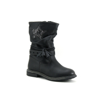 BM Footwear 2161002 Black - Botte fillette noire - Etoile glitter