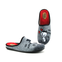 Selkis 22309 Gris - Mrs Kitty et Mr Kitty - Pantoufle chat Femme