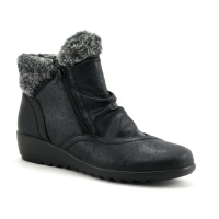 Sweet R DAMIER Noir - Boots classique Femme noire - Fourrure grise