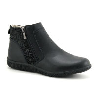 TopWay B843124 Black - Boots Femme cuir noir - 2 fermetures eclair
