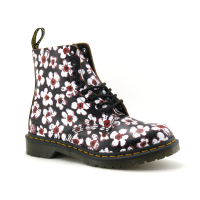 Dr Martens 1460 PASCAL Black Red - Pansy Fayre Vintage - Boots Fleurs