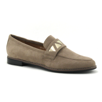 The Divine Factory QL4312 Taupe - Triangles dores - Mocassin Femme