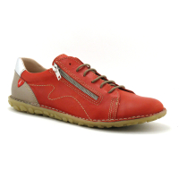 Alce Shoes 9156 Rouge Gris - Chaussure basse Femme avec zip
