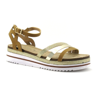 The Divine Factory TX4358 Camel - Or - Sandale compensee Femme