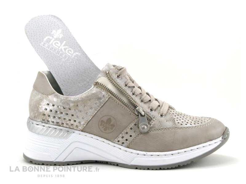 Achat chaussures Rieker Femme Basket, vente Rieker N4327-80 Beige metallic  - Basket mode Femme