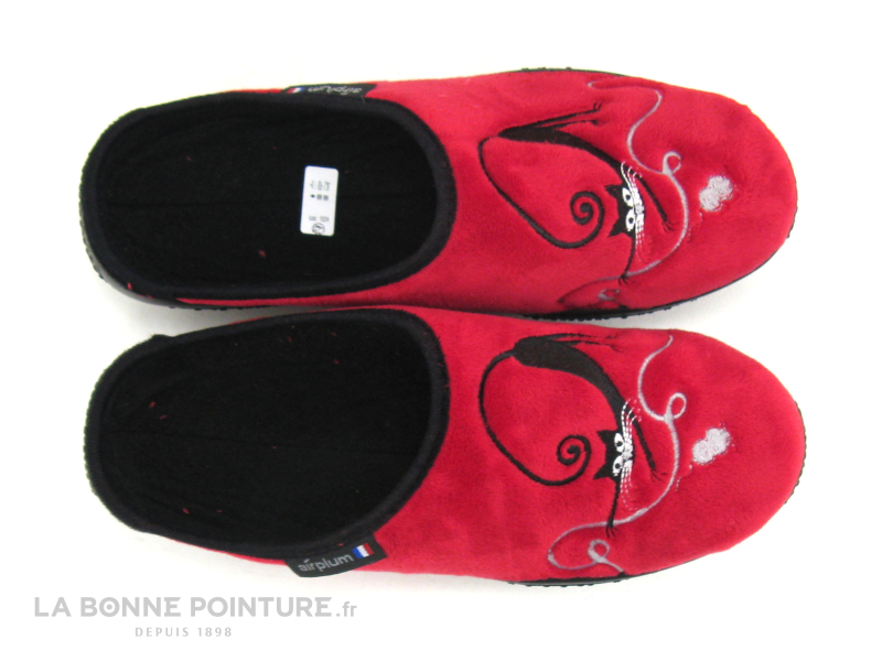 AirPlum BOOGY Rouge - Chat noir - Pantoufle femme 3