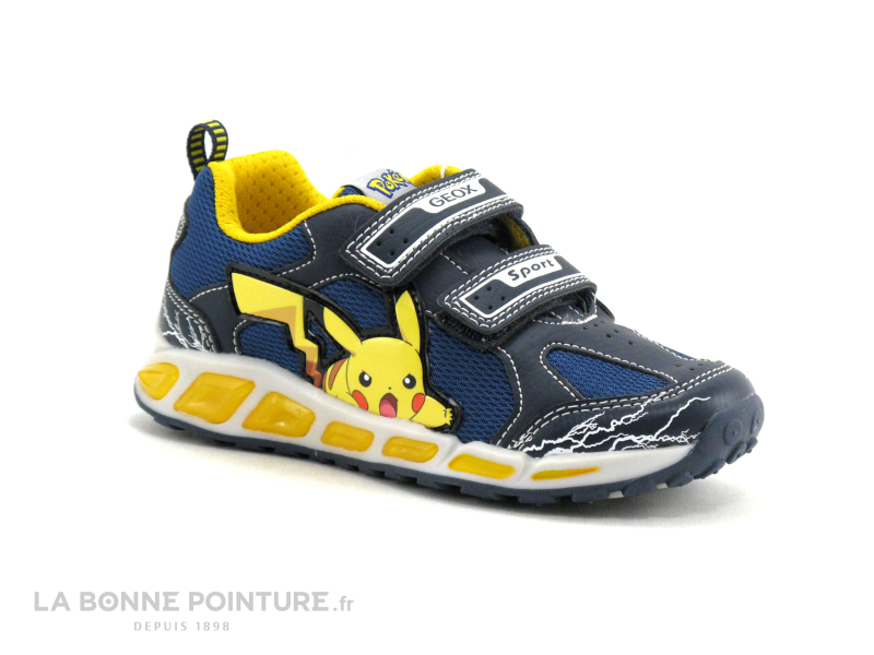 Achat chaussures Geox Basket, vente Geox SHUTTLE J8294C - Bleu Jaune Pikachu - Basket Pokemon