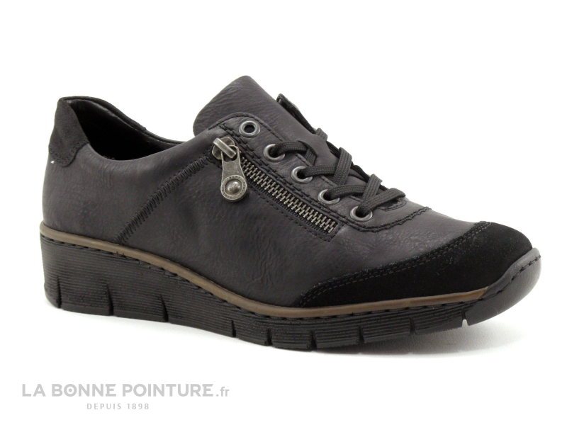 Rieker 53721-00 - Noir - Chaussure compensee lacet 5