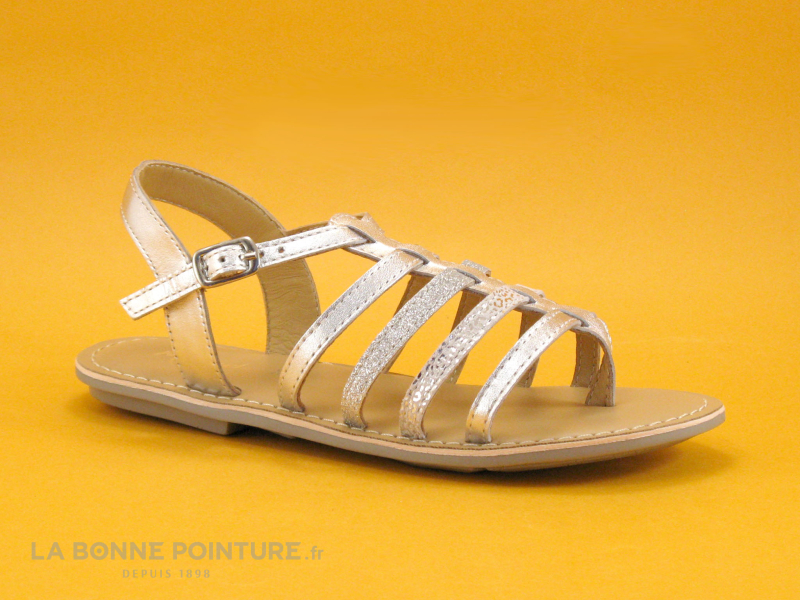 Minibel LOTUS Silver - Sandale spartiate fille cuir argent 1