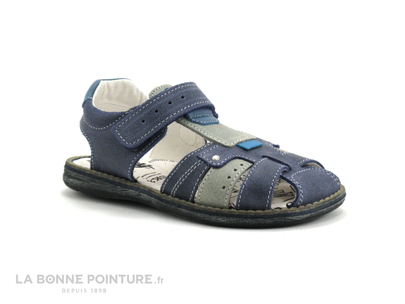 Achat chaussures Bopy Enfant Nu-pieds, vente Bopy ELVIS - Bleu marine Gris - velcro GARCON