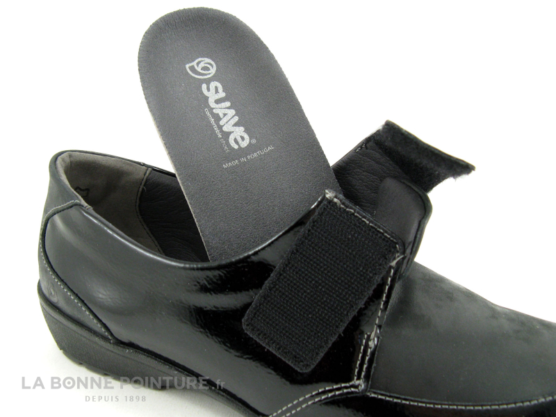 Suave LONDON 8010T - Noir - Noir verni - Chaussure Femme avec velcro 6
