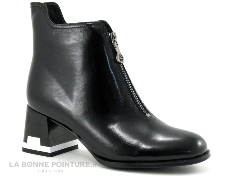 Metamorf Ose MACAREL Noir verni - Boots Femme -Talon noir et blanc 5