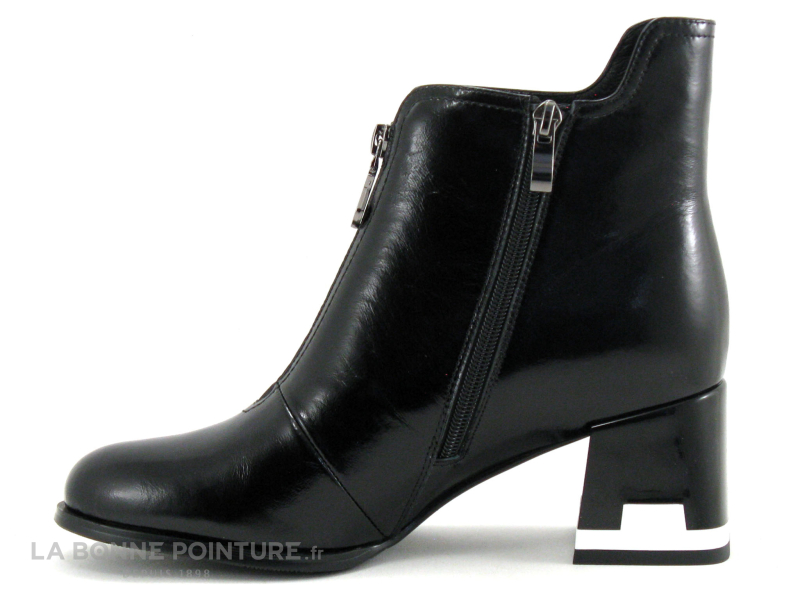 Metamorf Ose MACAREL Noir verni - Boots Femme -Talon noir et blanc 3