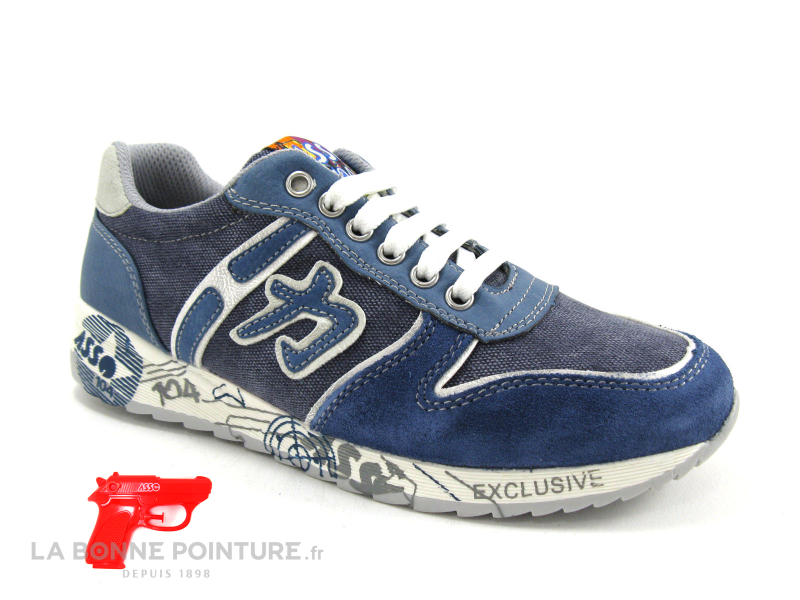 Asso Shoes 45514 Bleu White Jeans Basket garçon 1