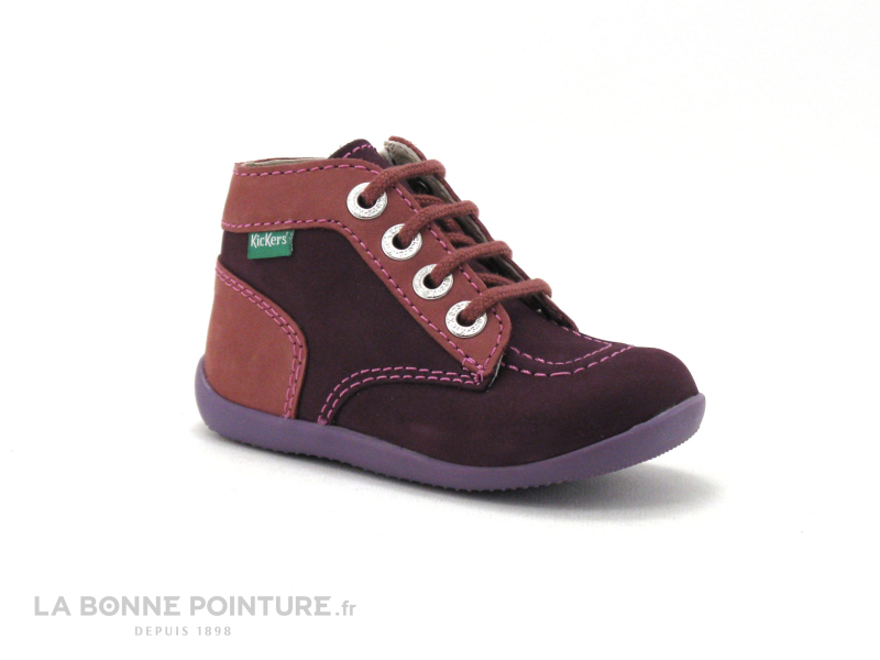 Achat chaussures Kickers Bébé Bottillon, vente Kickers BONZIP-2 violet rose  653098 - Chaussure montante fille