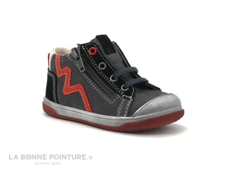 Bopy REMIGIO Gris Noir Rouge - Chaussure montante BEBE 1