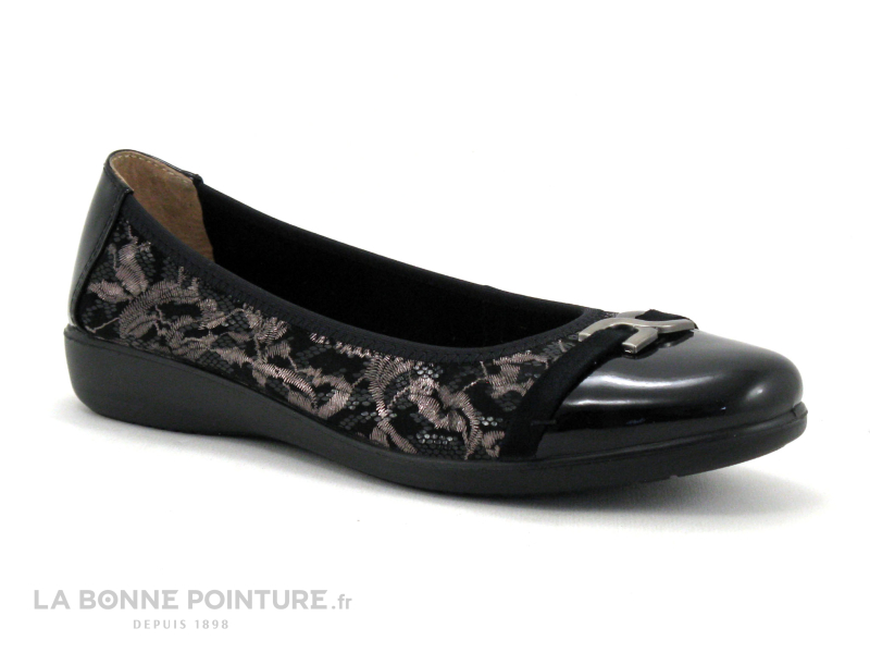 Achat chaussures Inéa Femme Ballerine, vente Inea INDIRA Verni - Velours -  imp noir argent - Ballerine confortable Femme