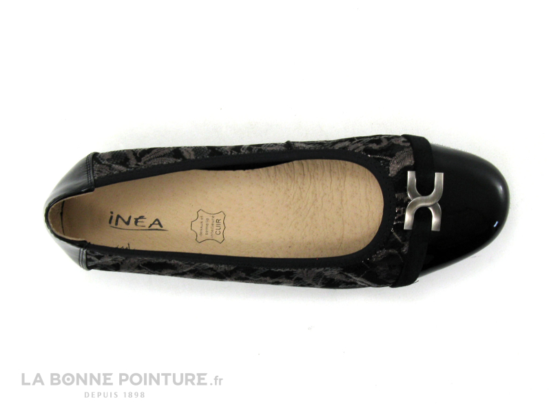 Achat chaussures Inéa Femme Ballerine, vente Inea INDIRA Verni - Velours -  imp noir argent - Ballerine confortable Femme