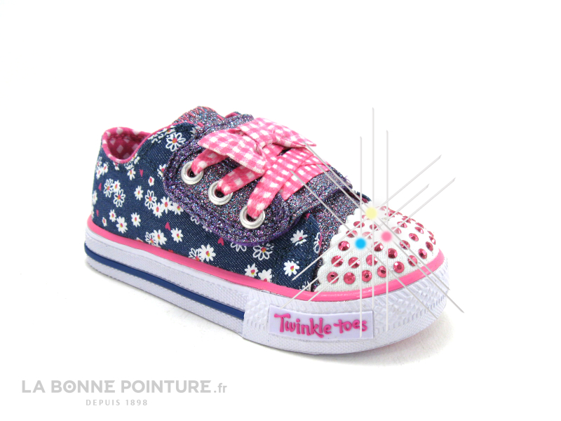 Skechers Twinkle Toes Daisy Dotty 10469N Denim Pink 1