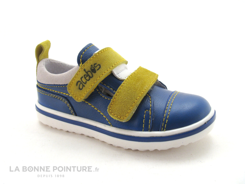 Acebos Azulon chaussures bébé bleu velcro jaune 4822 1