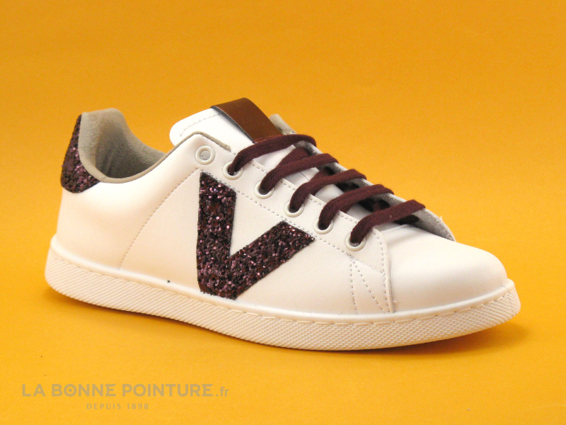 Achat chaussures Victoria Femme Basket, vente Victoria 125244 Prune Glitter  - Basket blanche
