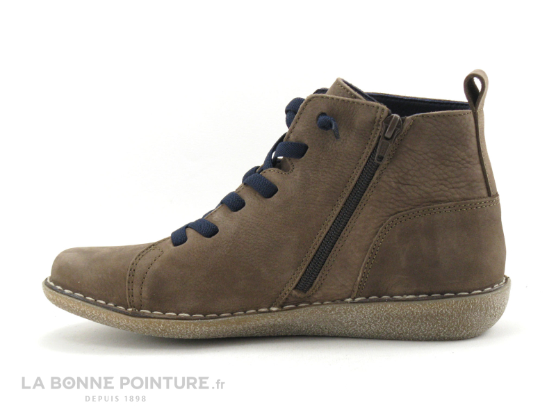 Jungla 7283 marron - Lacet elastique bleu marine - Boots Femme 3
