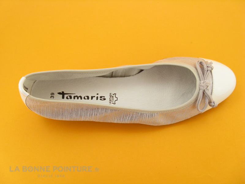 Tamaris ballerine gris argent bout blanc 22119 6