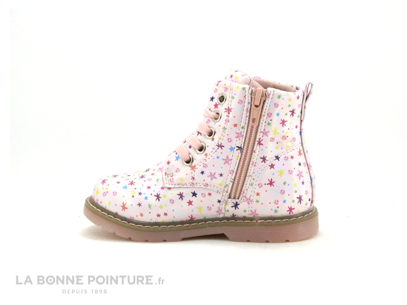 Happy Bee B595180 Pink - Boots fille rose avec etoiles multicolores 3