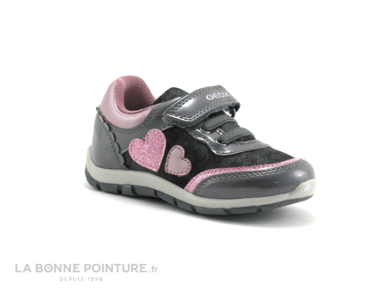 Achat chaussures Geox Bébé Basket, vente Geox B8433B SHAAX - Gris Rose -  Coeurs - Basket BEBE Fille