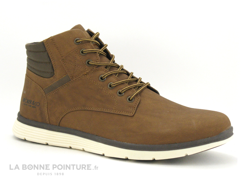 Achat chaussures Broker and Co Homme Boots, vente Broker and Co 25270  Marron - Chaussure montante Homme
