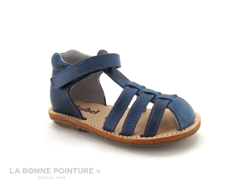 Minibel IAOU Sandale bébé velcro bleu jean 1