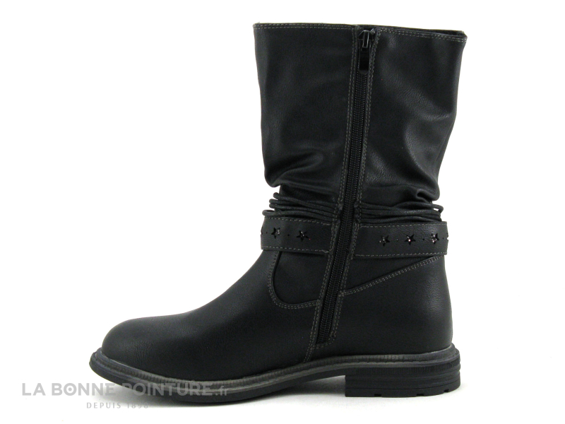 BM Footwear 2161002 Black - Botte fille noire - Etoile paillettes 2