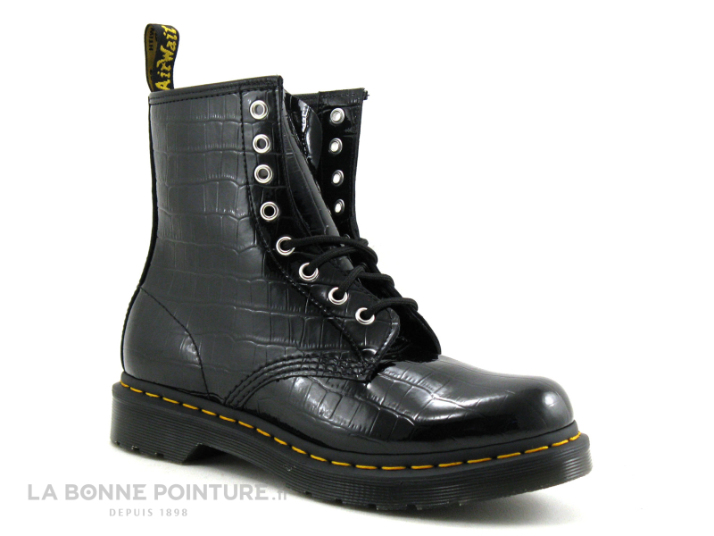 Dr Martens 1460 Black patent croco - 26262001 - Boots noir verni 5