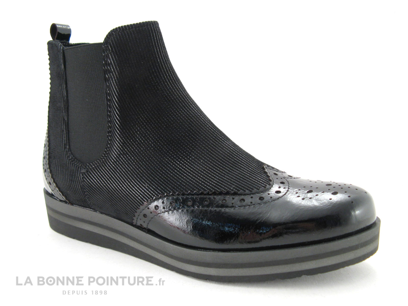 Fantasy Boots Noir Velours rayé Bout verni 116-113 1