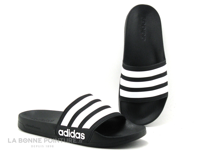 Adidas ADILETTE SHOWER Noir Blanc - Mule piscine 1