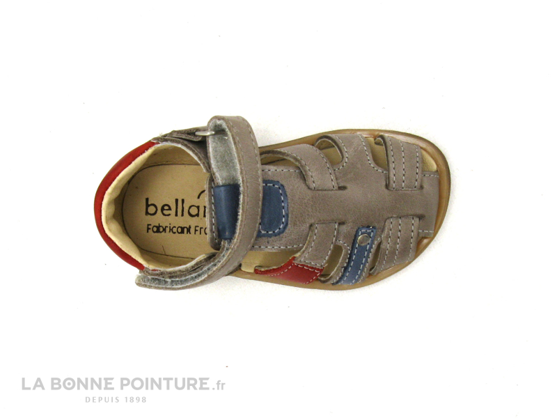 Bellamy DONJON Taupe Bleu Rouge - 275002 - Sandale BEBE GARCON 6