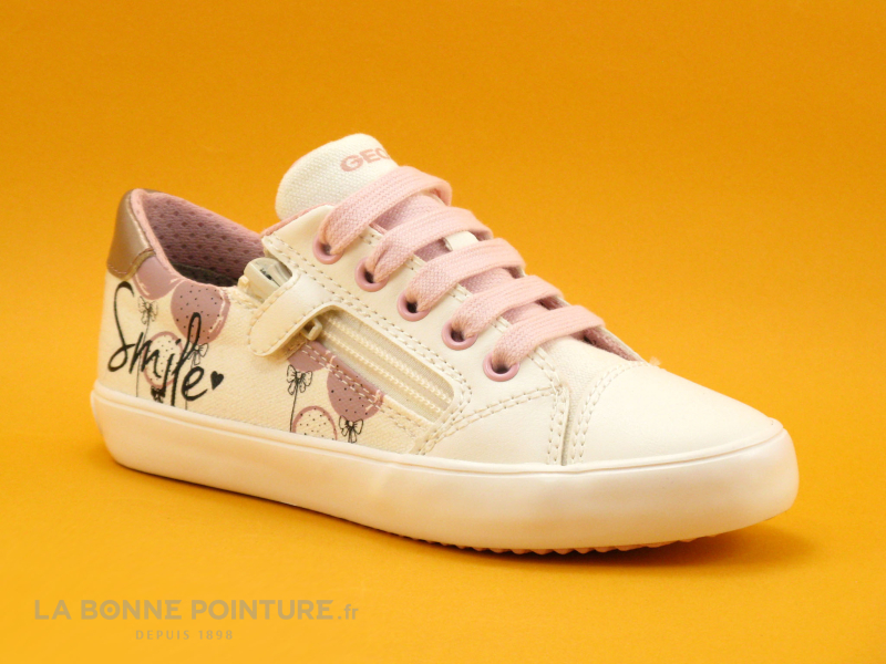 Achat chaussures Geox Enfant Chaussure en Toile, vente Geox GISLI J024NB White - Basket fille blanche et rose