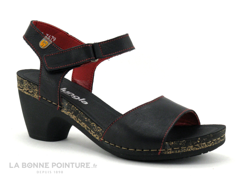 Jungla 7679 - Sandale Femme cuir noir - Petit talon 1