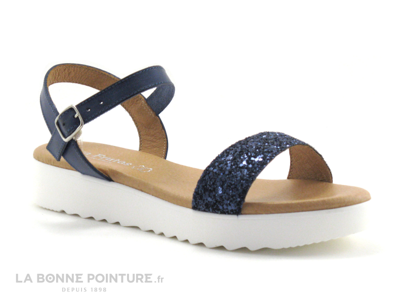 Eva Frutos 5090 Bleu marine Glitter - Sandale compensee 1